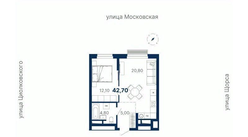квартира г Екатеринбург Чкаловская ул. Айвазовского, 52 фото 1