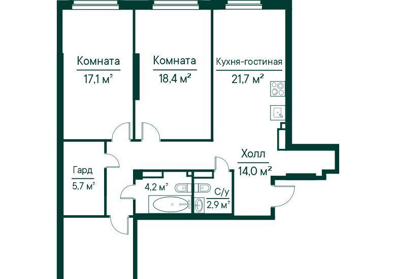 квартира г Самара Российская ЖК Грин Ривер фото 1