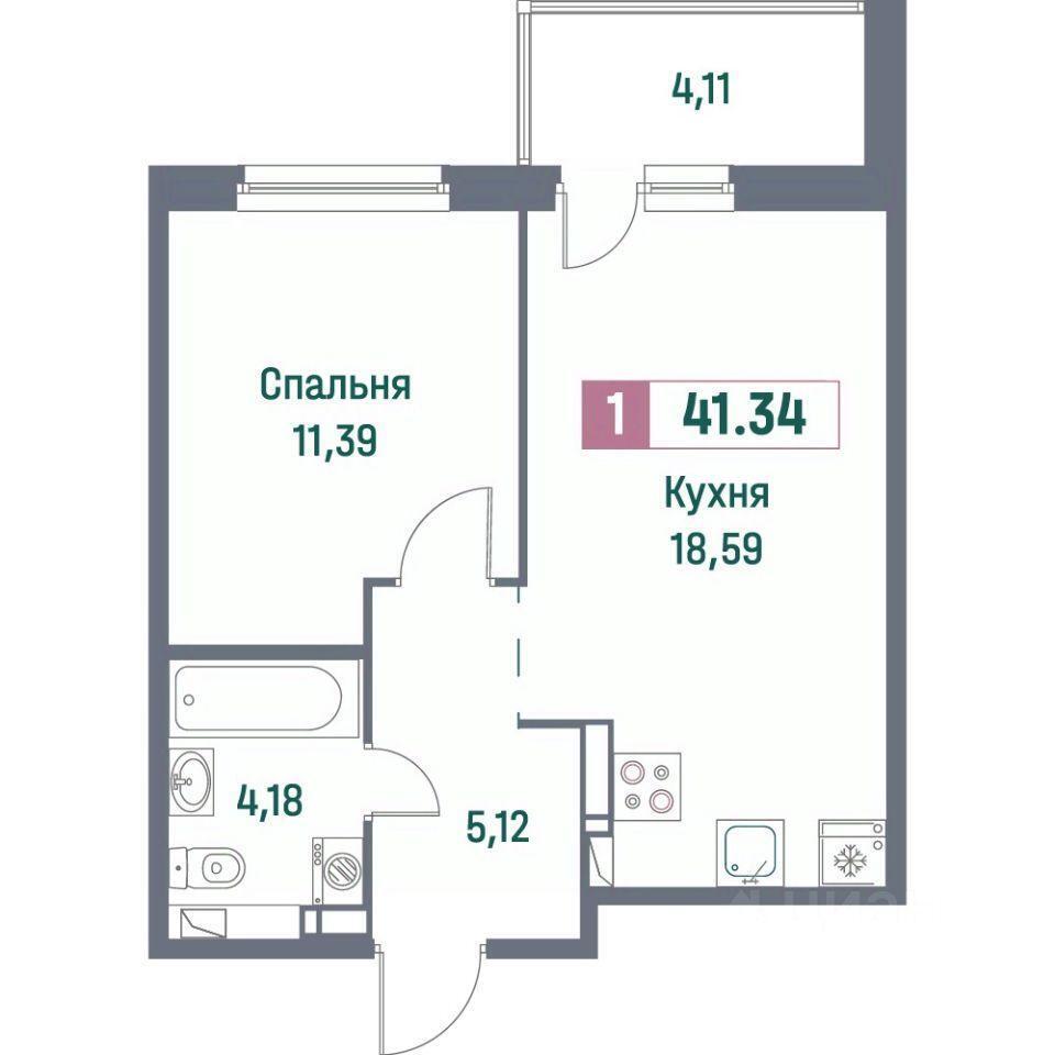 квартира р-н Всеволожский г Мурино ул Екатерининская 22/2 ЖК «Форвард» Муринское городское поселение фото 1