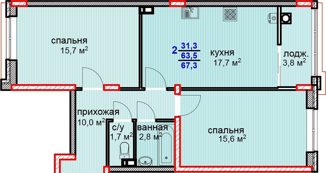 квартира г Ставрополь р-н Промышленный жилой квартал «Олива» № 35 мкр, Суворов фото 2