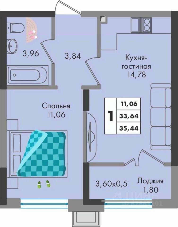 квартира г Краснодар ул им. генерала Корнилова ЖК Зеленая Территория фото 1