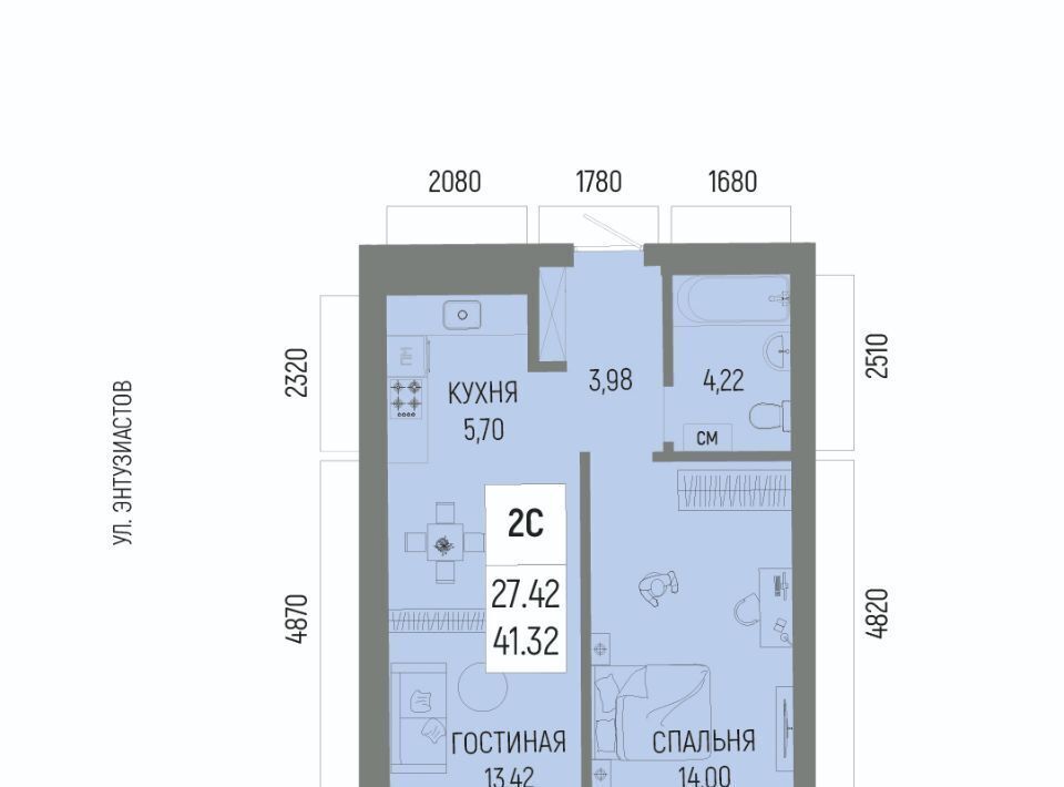 квартира г Уфа р-н Октябрьский ЖК «Новатор» Глумилино-1 мкр фото 1