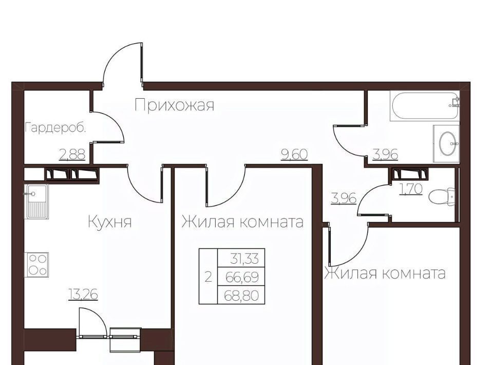 квартира г Орел р-н Заводской ул Левый Берег реки Оки 21 ЖК «Тринити» фото 1