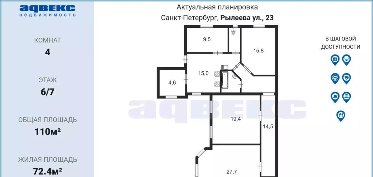 комната г Санкт-Петербург метро Чернышевская ул Рылеева 23 фото 3