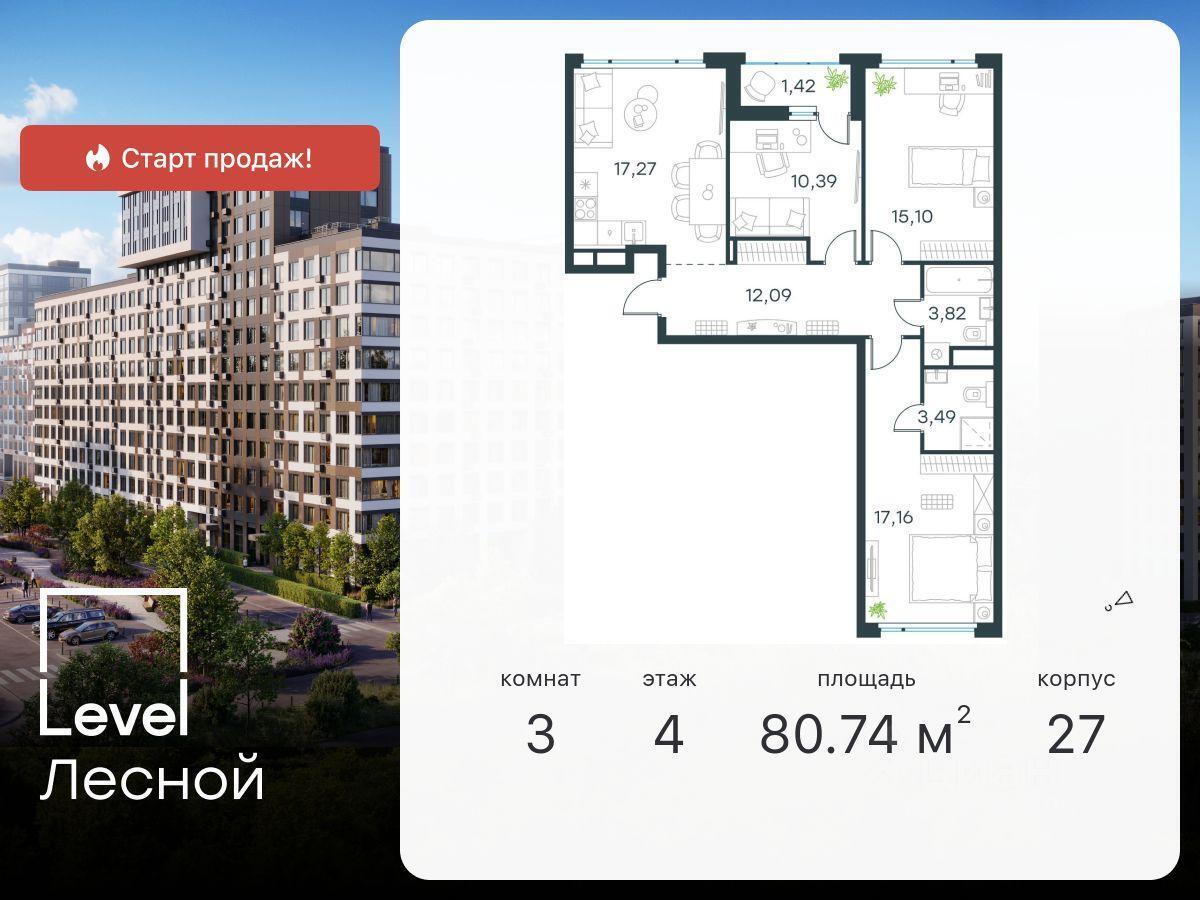 квартира г Красногорск ул Парковая 1 ЖК Микрогород в Лесу Москва, Отрадное фото 1