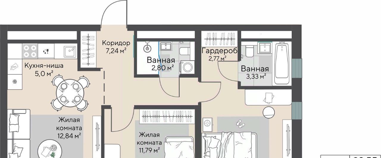 квартира г Екатеринбург Эльмаш ЖК Изумрудный Бор Проспект Космонавтов, жилрайон фото 2