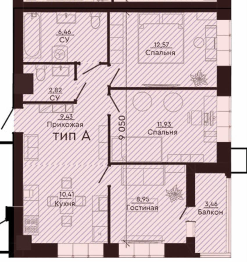 квартира г Хабаровск р-н Центральный ул Дикопольцева 47/1 корп. 1 фото 15