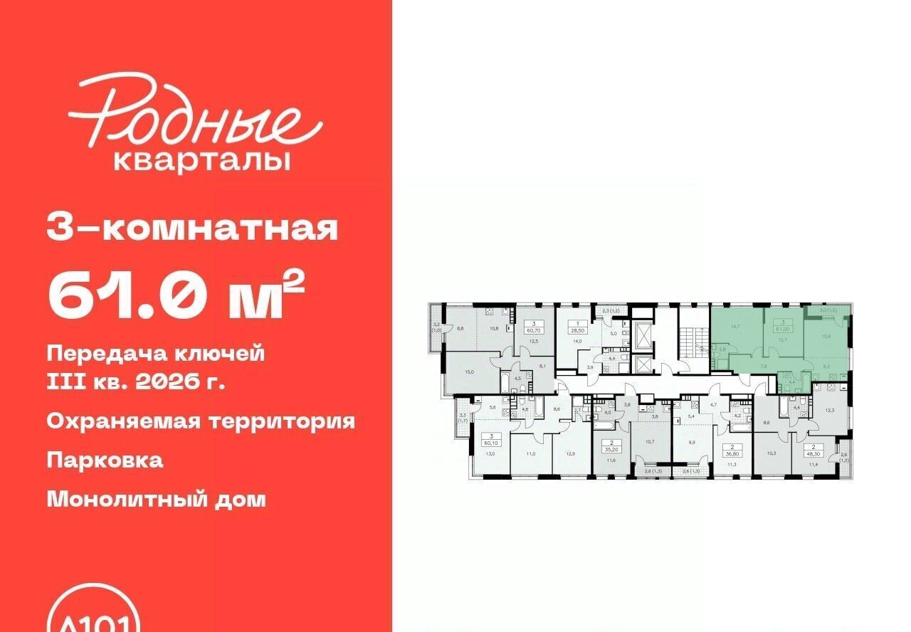 квартира г Щербинка ЖК «Родные кварталы» 3/3 Толстопальцево фото 2