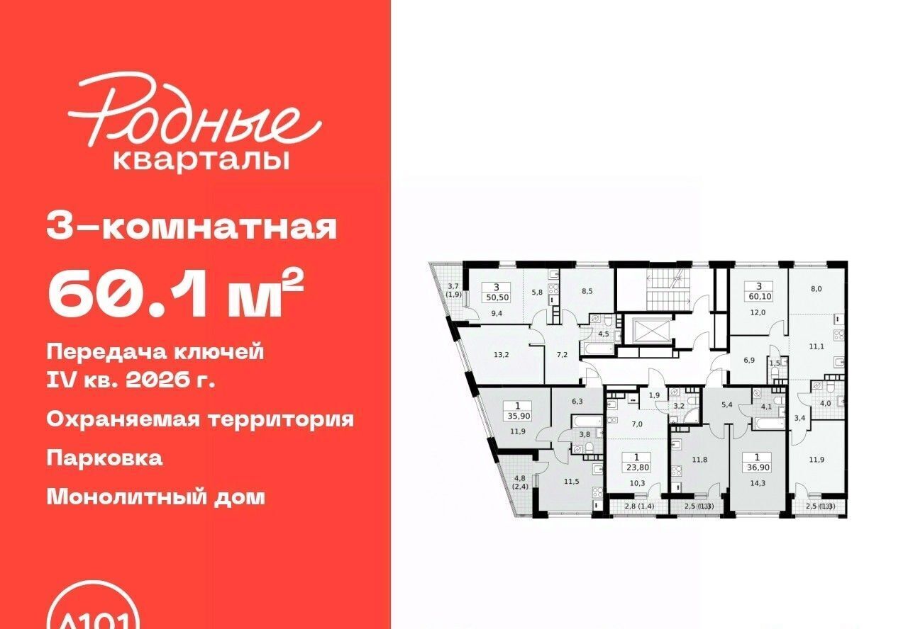 квартира г Щербинка ЖК «Родные кварталы» 3/1 Толстопальцево фото 2