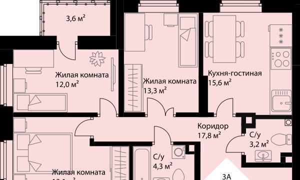 квартира г Екатеринбург Эльмаш ЖК Веер Парк Проспект Космонавтов, жилрайон фото 1