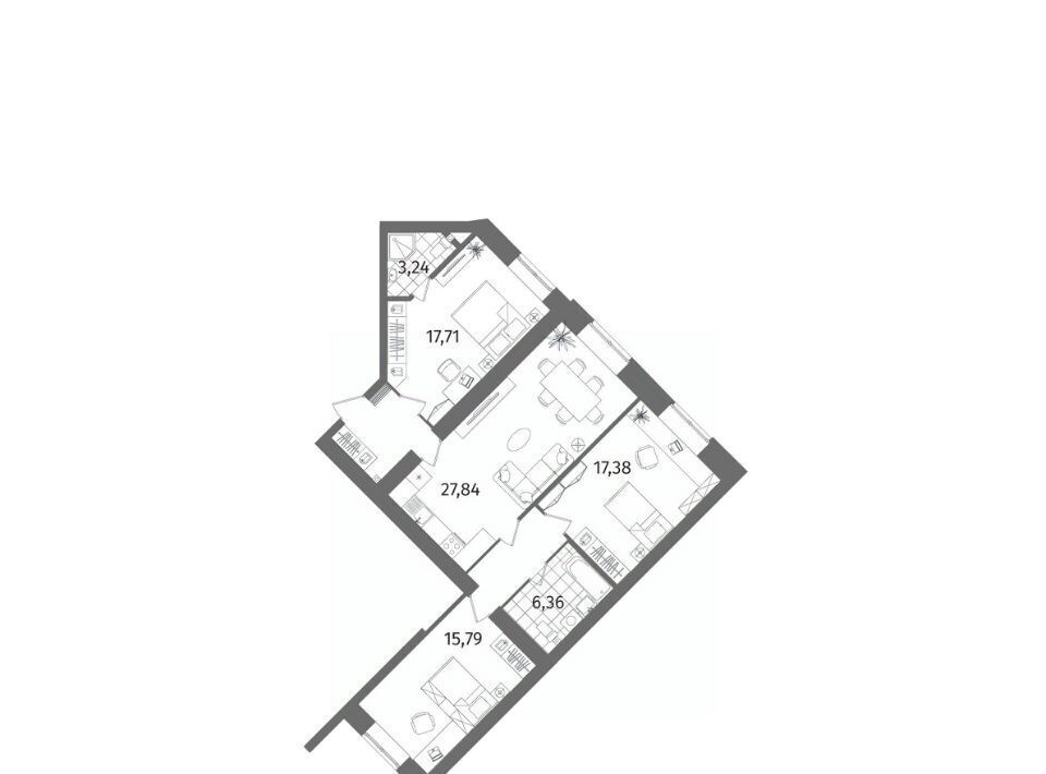 квартира г Санкт-Петербург метро Озерки ул Лиственная 20к/2 фото 3