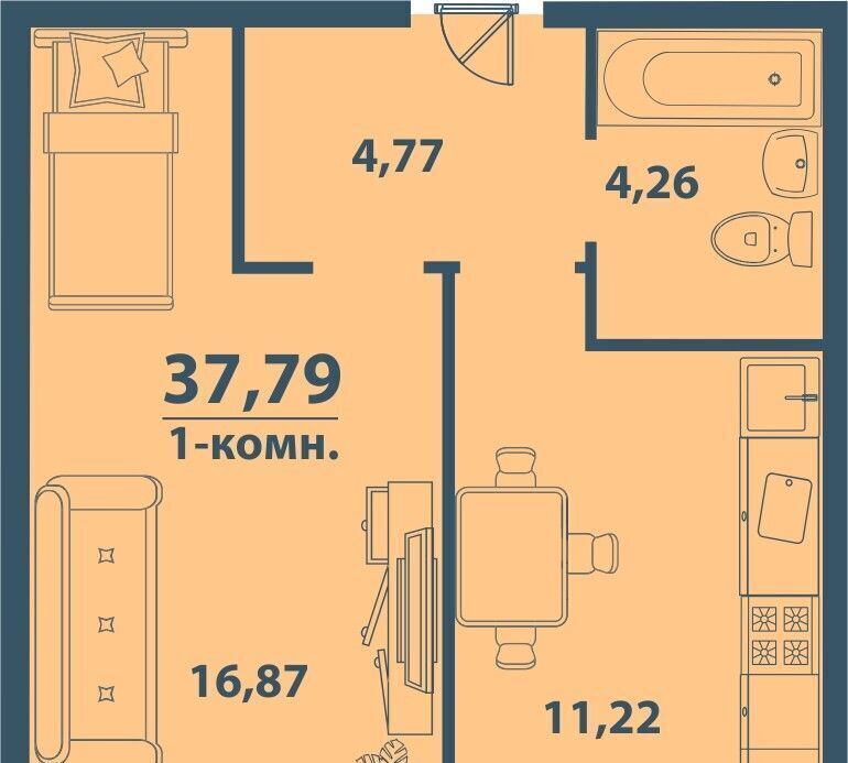 квартира г Ульяновск р-н Железнодорожный Киндяковка ЖК «Заря» фото 1