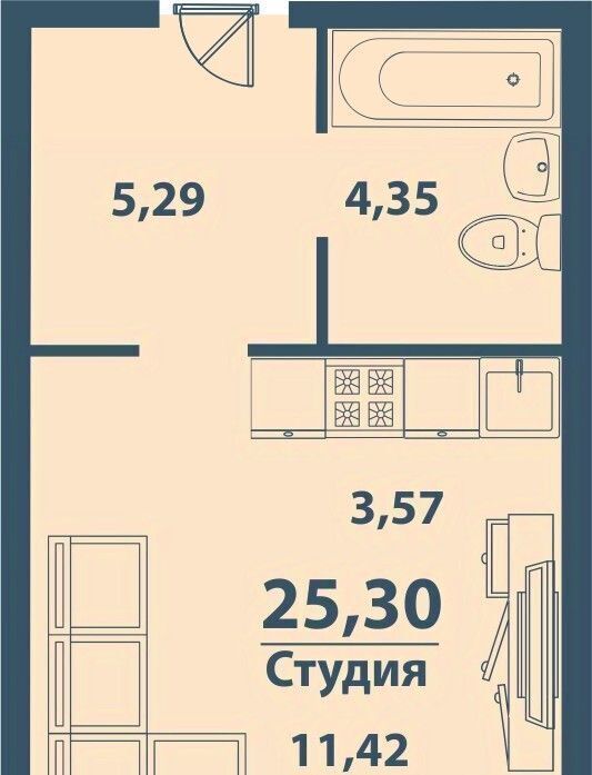 квартира г Ульяновск р-н Железнодорожный Киндяковка ЖК «Заря» фото 1