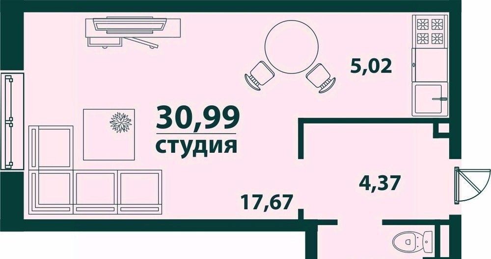 квартира г Ульяновск р-н Засвияжский 19-й микрорайон ЖК «‎Аквамарин 2» 4 фото 1