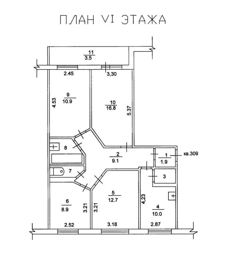 квартира г Набережные Челны р-н Автозаводский 27-й комплекс б-р Юных Ленинцев 1 фото 7