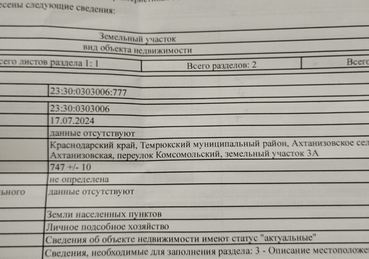 земля р-н Темрюкский ст-ца Ахтанизовская пер Комсомольский Ахтанизовское сельское поселение фото 1