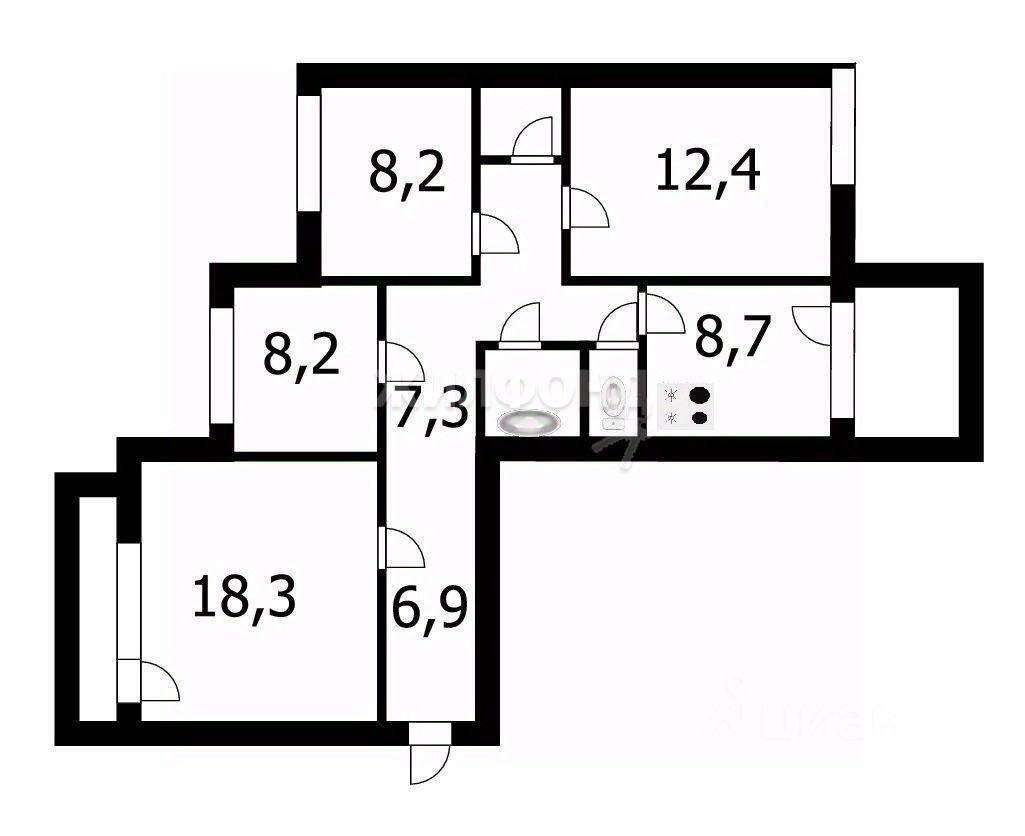 квартира г Новосибирск мкр Горский р-н Ленинский 3 фото 9