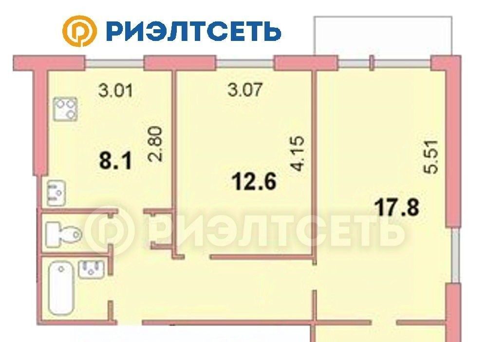 квартира г Мурманск р-н Первомайский ул Капитана Орликовой 19 фото 13