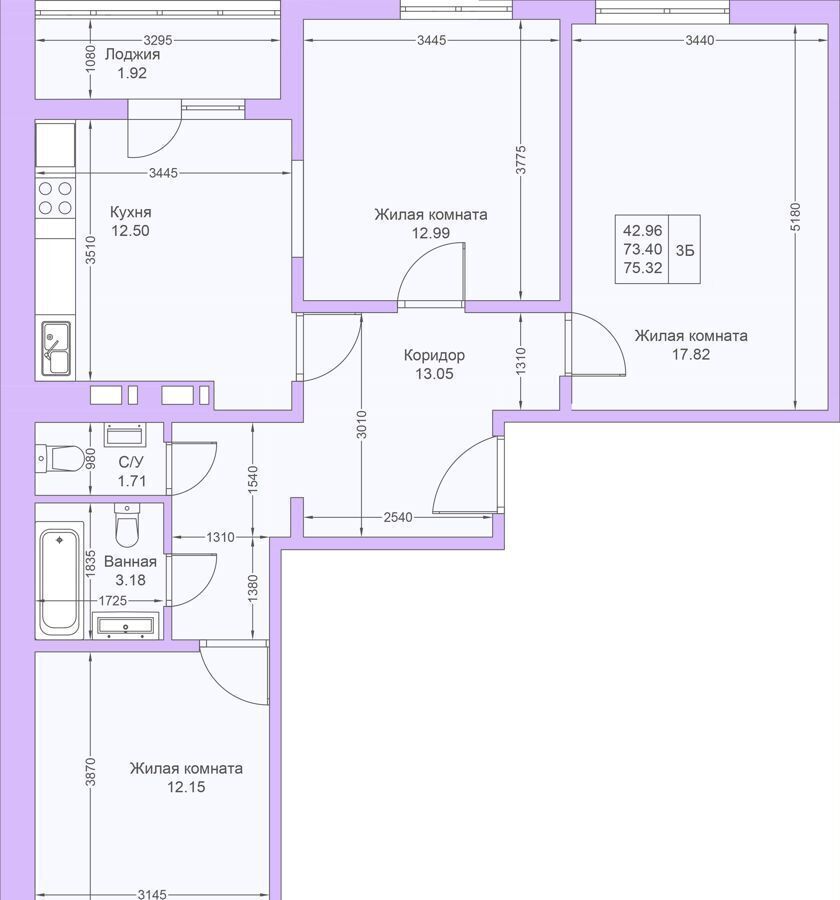 квартира г Казань р-н Советский ул Александра Курынова 1/3 корп. 3 фото 2