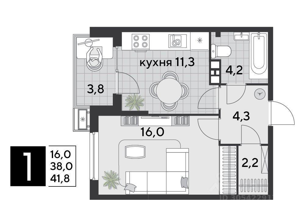 квартира г Краснодар р-н Прикубанский ул им. Героя Хабибуллина 7 ЖК Лиговский фото 2