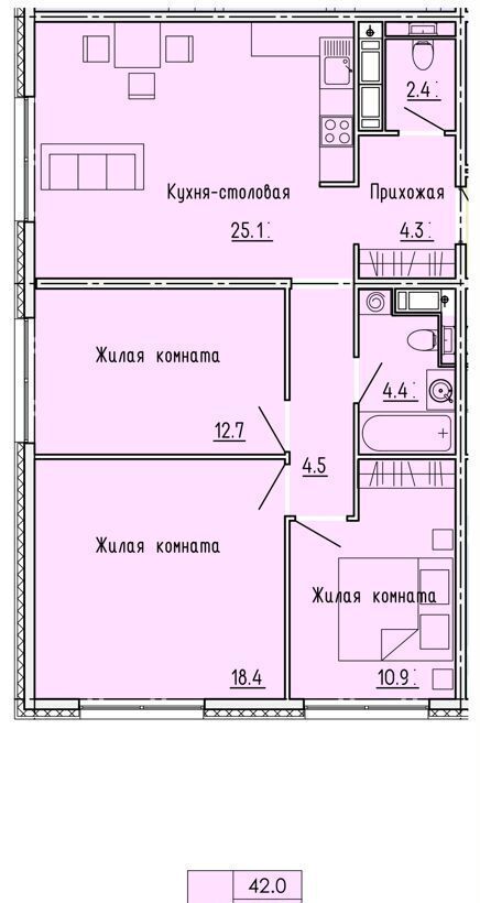 квартира г Пенза Пенза-2 ул Яшиной 4 р-н Октябрьский фото 6