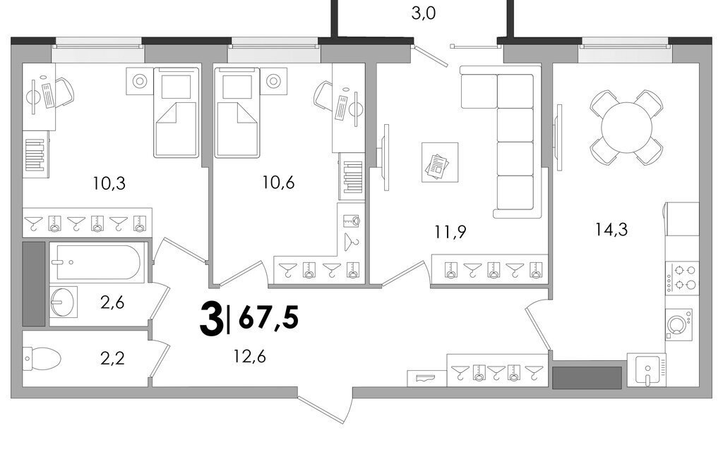 квартира р-н Калининский д Батино ул Сергея Есенина 37 фото 1