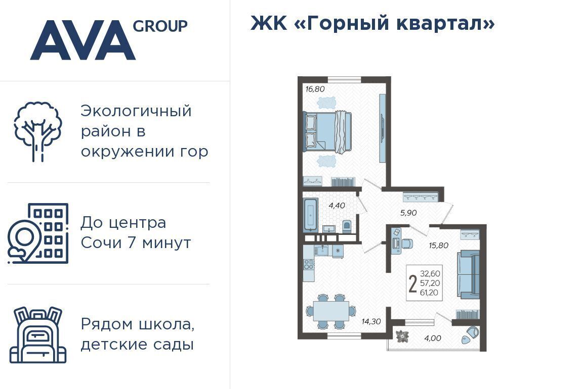 квартира г Сочи р-н Хостинский ЖК «Горный квартал» фото 1