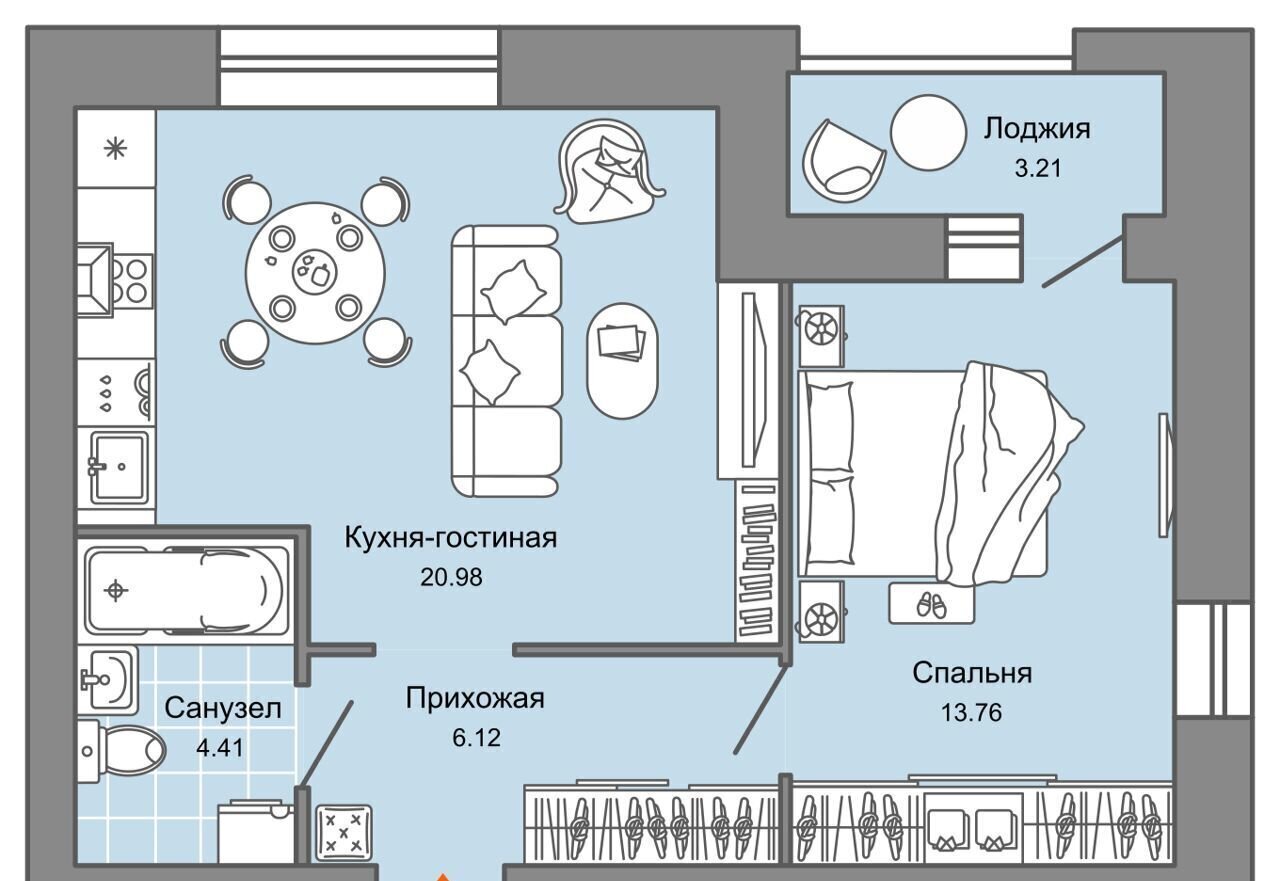 квартира г Ульяновск р-н Засвияжский ЖК «Город новаторов» ул. Шигаева/Ефремова, стр. 1 фото 1