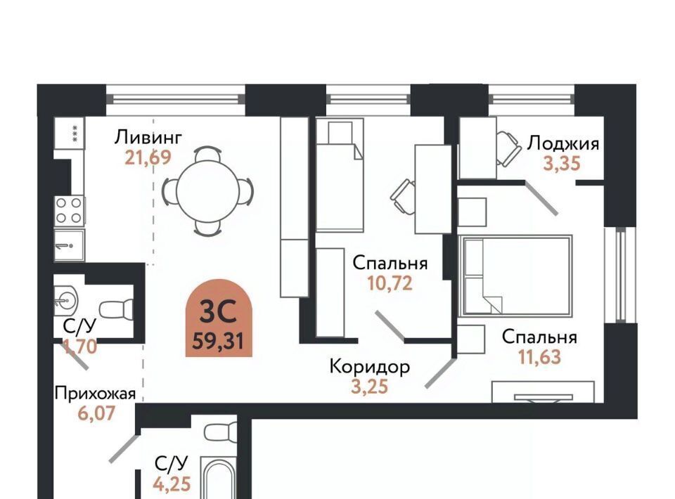 квартира г Томск р-н Ленинский пр-кт Ленина 206в ЖК «Квартал 1604» фото 1