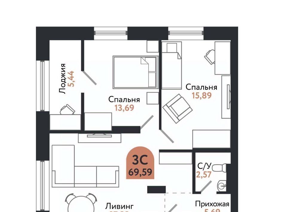 квартира г Томск р-н Ленинский пр-кт Ленина 206в ЖК «Квартал 1604» фото 1