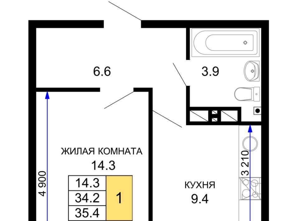 квартира г Краснодар р-н Прикубанский ЖК «Дыхание» фото 1