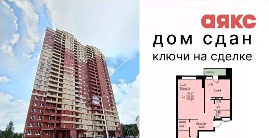 квартира г Ярославль р-н Заволжский ул Красноборская 38к/3 фото 3