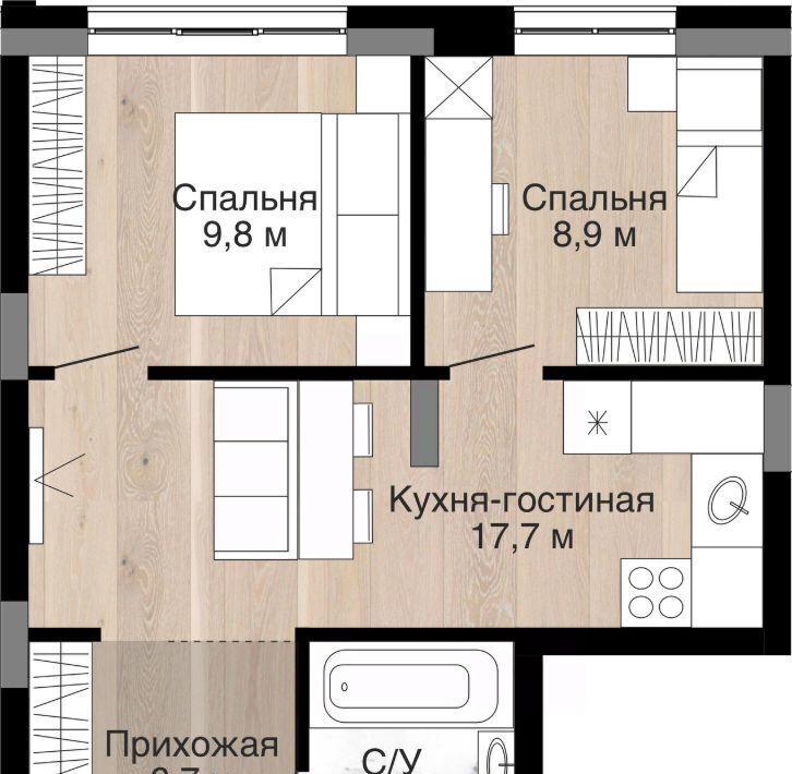 квартира г Кемерово р-н Заводский ЖК Южный фото 3