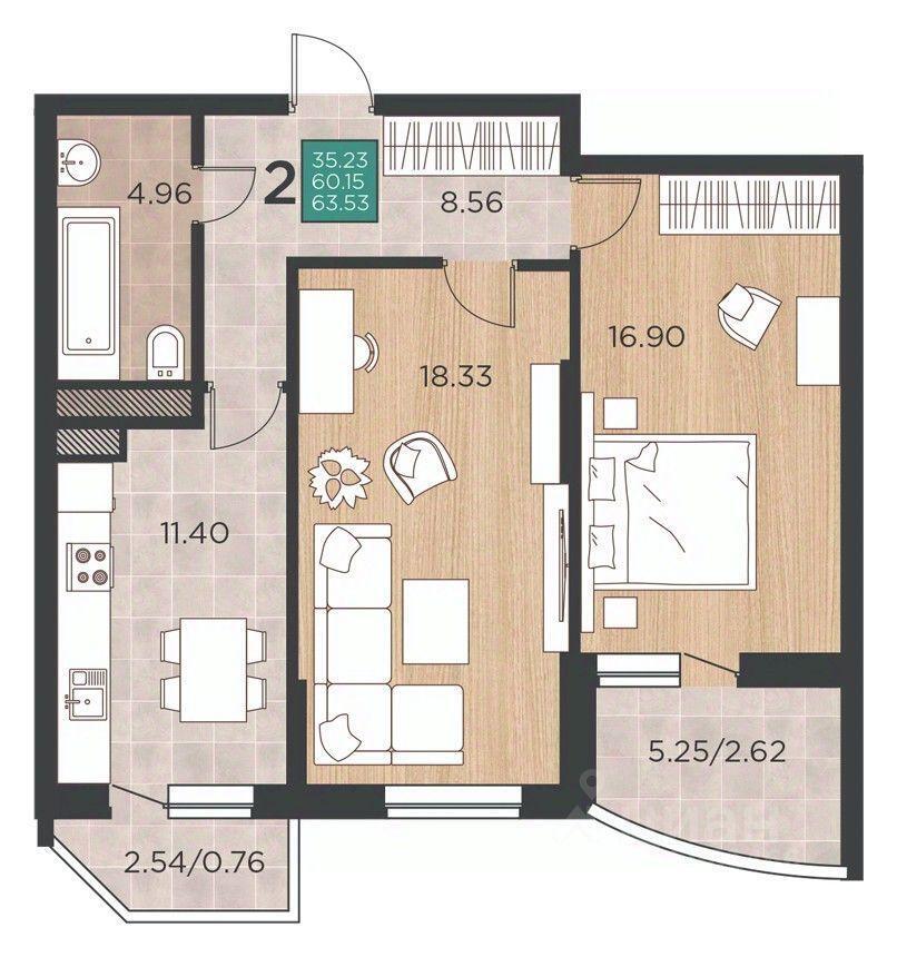 квартира г Краснодар ул Командорская 350087 9к 1 фото 1