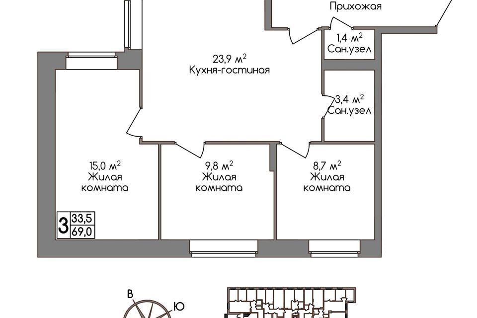 квартира г Тула п Западный 2-й Тула городской округ, Строящийся жилой комплекс Дом на Маяковского фото 1