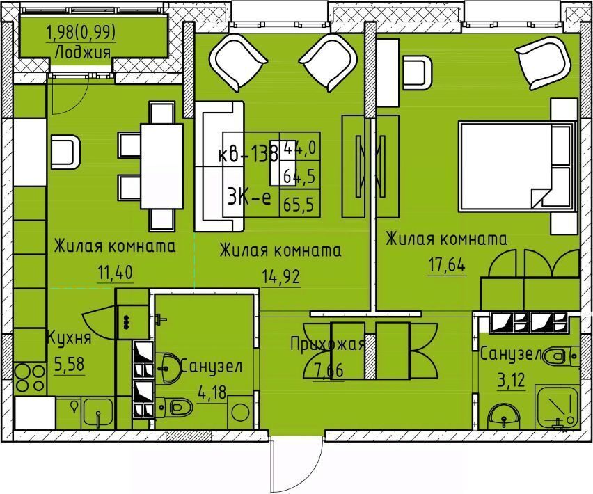 квартира г Чита р-н Черновский пр-кт Маршала Жукова 8 фото 1