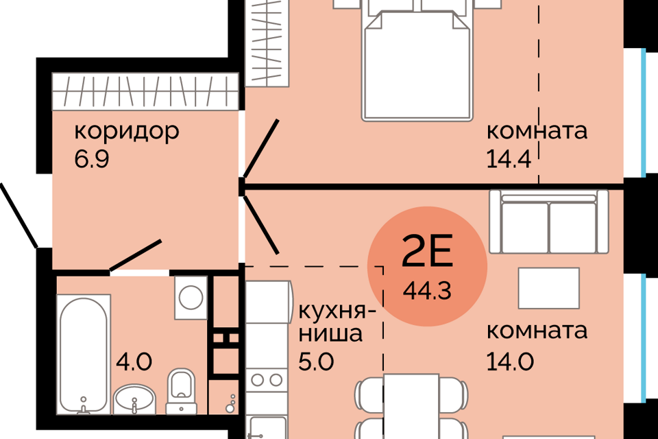 квартира г Пермь р-н Свердловский городской округ Пермь, жилой комплекс Красное яблоко фото 1