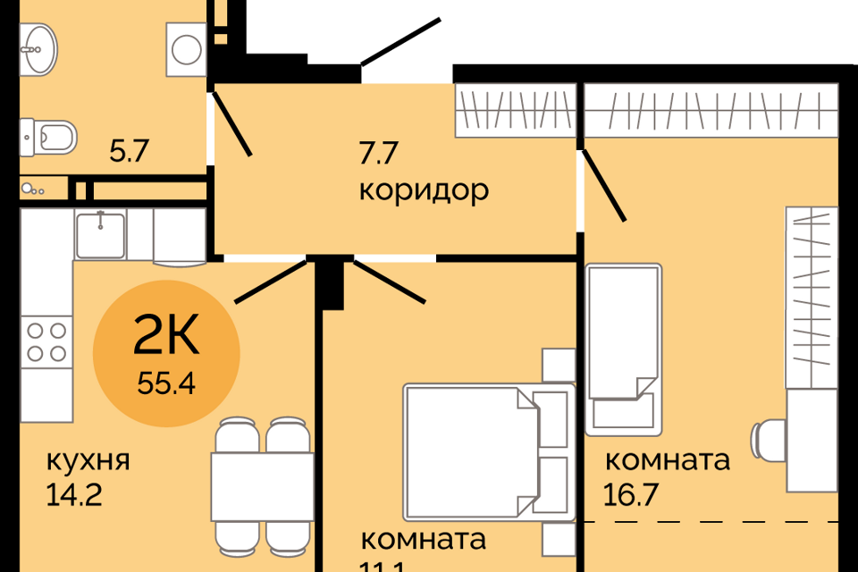 квартира г Пермь р-н Свердловский городской округ Пермь, жилой комплекс Красное яблоко фото 1