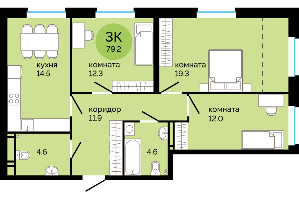 квартира г Пермь р-н Свердловский городской округ Пермь, жилой комплекс Красное яблоко фото 1