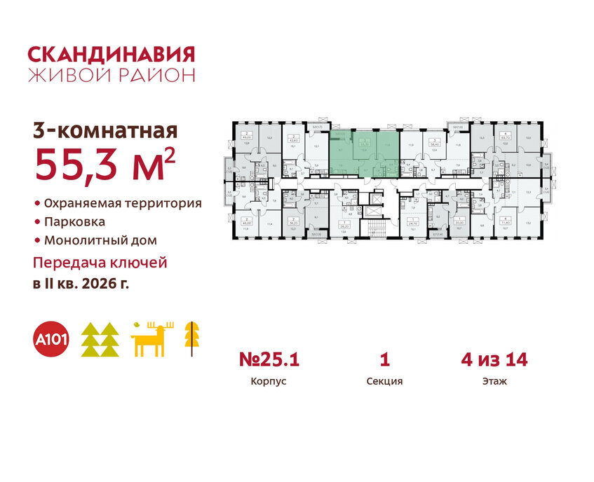 квартира г Москва метро Коммунарка ТиНАО жилой комплекс Скандинавия фото 2