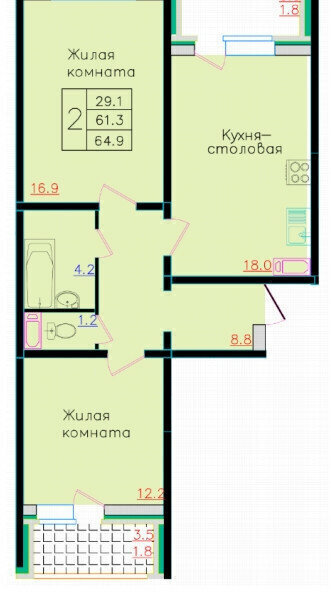 квартира г Липецк р-н Октябрьский ул Клавдии Шаталовой 3 фото 8