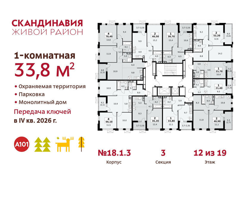 квартира г Москва метро Коммунарка метро Бульвар Адмирала Ушакова ТиНАО жилой комплекс Скандинавия, 18. 2.1 фото 2