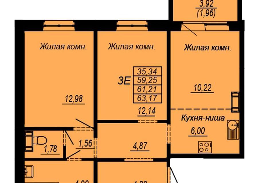 квартира г Хабаровск р-н Индустриальный микрорайон Южный, городской округ Хабаровск фото 1