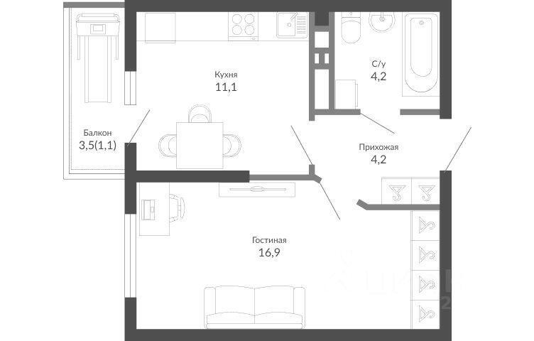квартира г Новороссийск р-н Центральный ул Куникова 47б ЖК «Облака» фото 1