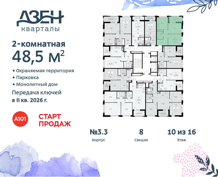 квартира г Москва метро Коммунарка ТиНАО ЖР «Дзен-кварталы» 3/5 фото 2