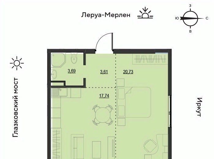 квартира г Иркутск р-н Свердловский ул Набережная Иркута 23 Затон кв-л фото 1