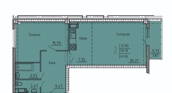 квартира г Пенза Пенза-2 ул Генерала Глазунова 6 ЖК «Арбековская застава» р-н Октябрьский фото 2