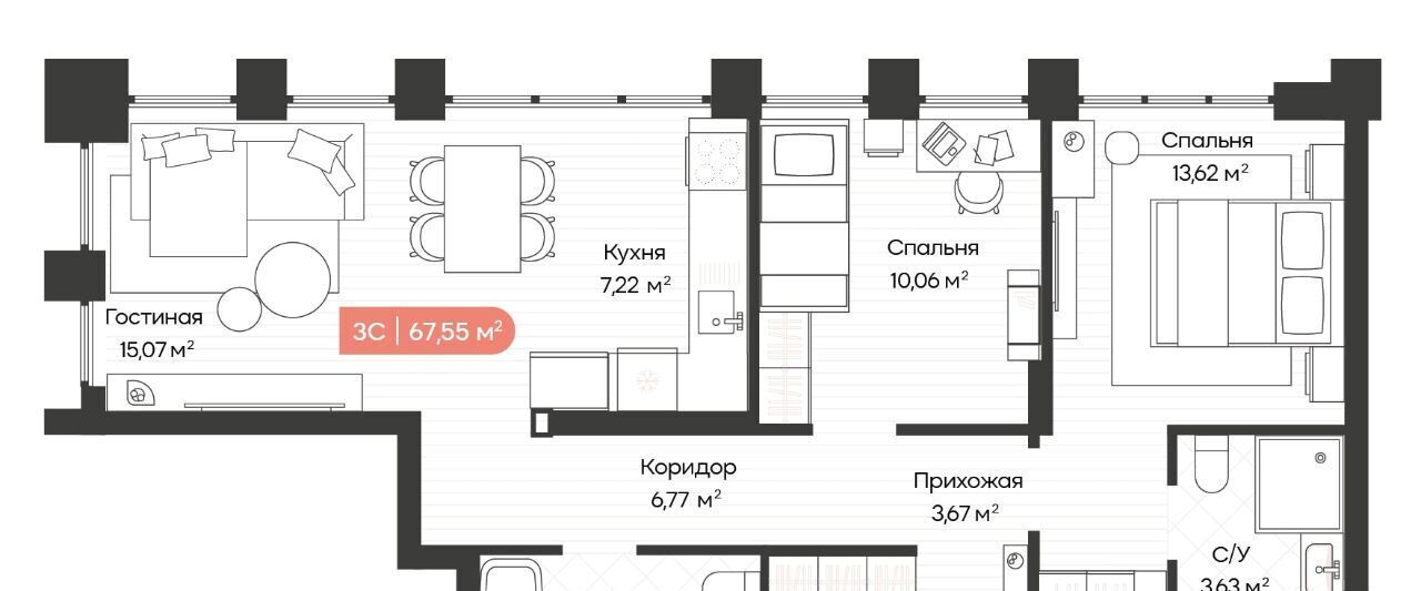 квартира г Новосибирск Речной вокзал ул Ленинградская 342 фото 1