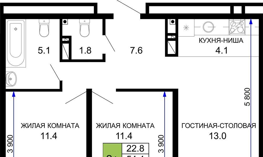 квартира г Краснодар р-н Прикубанский ул им. лётчика Позднякова 2к/16 фото 1