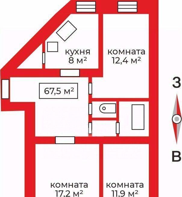 квартира г Челябинск р-н Ленинский ул Трубников 25 фото 2